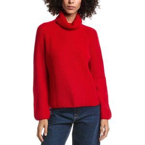 Forte Cashmere Womens  Luxe Wool & Cashmere-Blend Turtleneck Sweater, Red